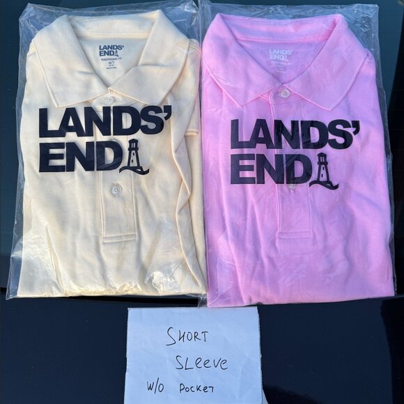 Set of 2 Lands’ End Men’s M Tall Polo Supima Cotton Traditional Fit Shirt Yellow - Picture 1 of 9